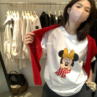 简约日常街头休闲宽松卡通短袖 时尚 T恤女上衣 新款 2026十三行夏季