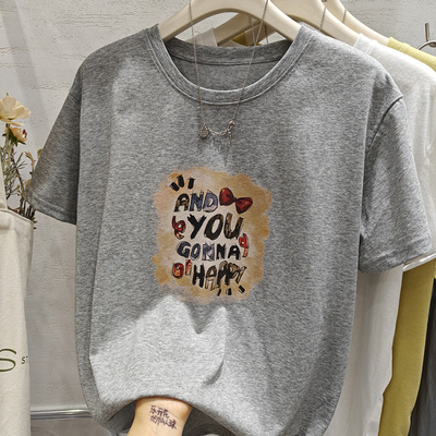 韩系小清新彩色字母雪花棉凉快宽松短袖T恤女2026夏显瘦上衣小衫