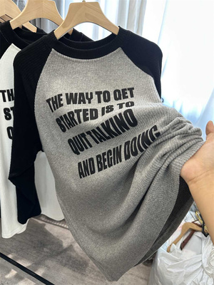 长款t恤女长袖中长款打底衫