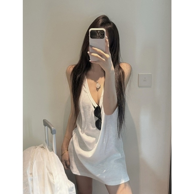 白色长款背心裙女内搭打底夏季设计感小众外穿吊带高级感无袖上衣