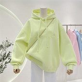 连帽卫衣女加绒加厚新款 2026秋冬oversize百搭小众套头帽衫 外套潮