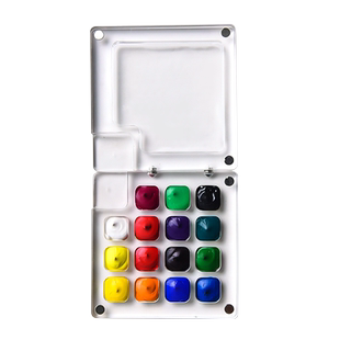 晨光迷你水彩颜料调色盘亚克力盒随身便携写生旅行绘画调色小画板套装12色18色24涂色固体透明分装空盒小格子