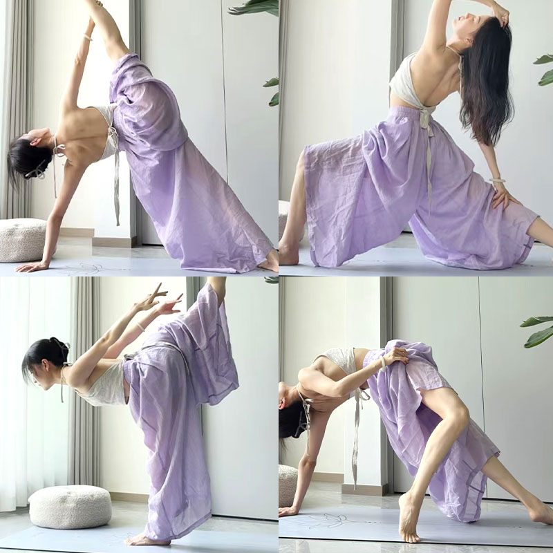 宽松瑜伽裤2025新款外穿内观流薄纱禅意阔腿运动长裤显瘦仙气