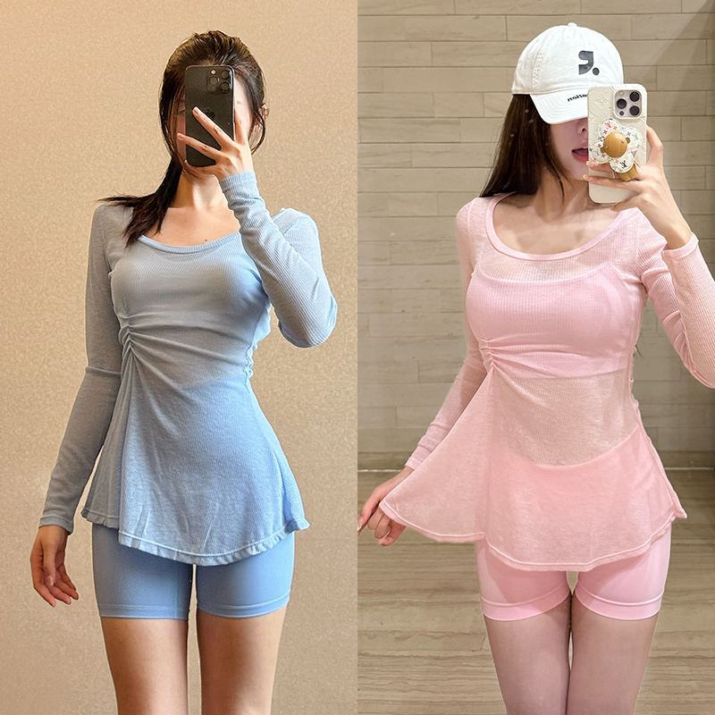 轻薄普拉提瑜伽罩衫女士超火健身上衣速干高级感运动服外穿新款