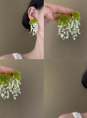 【醉春风】手工串珠氛围感花朵耳环女海边旅游度假风耳钉春夏新款