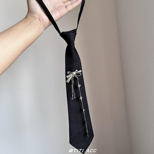 潮酷黑色蝴蝶结链条领带女学院风精致百搭高级感jk制服领结配饰潮