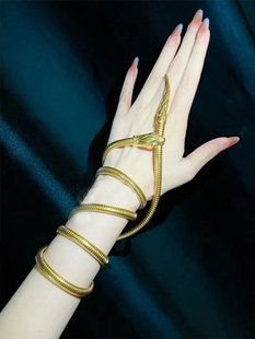 2023年新款杨树林蛇形腰链女走秀款网红金属链条腰带蛇头裤链配饰