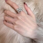 法式 精致大小珍珠叠搭细碎闪钻戒指女轻奢高级感指环复古气质手饰