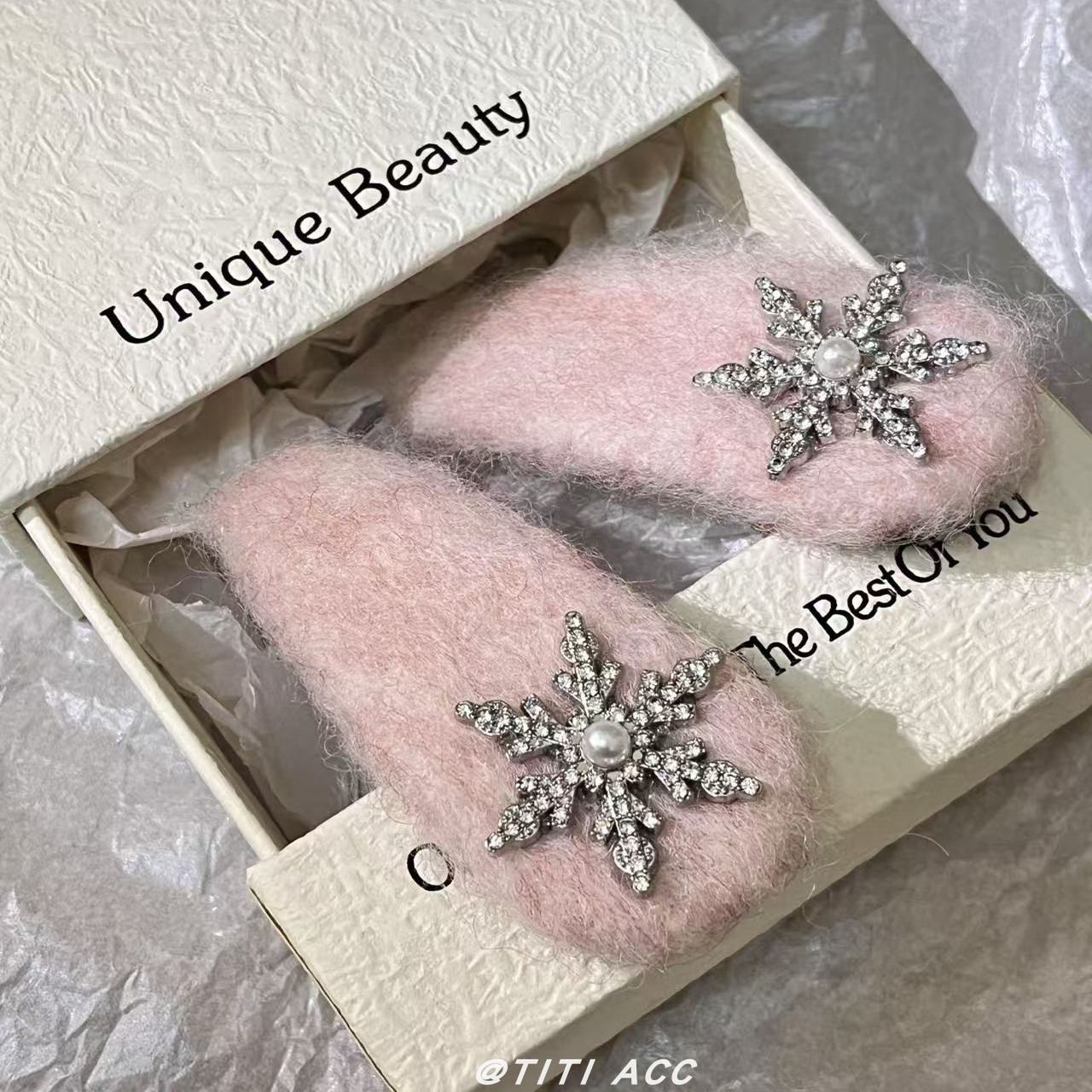 灰色水钻珍珠发夹可爱造型发饰