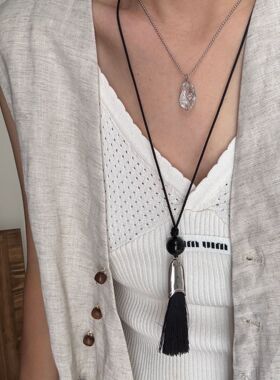 ins风简约流苏吊坠项链女小众轻奢高级感长款毛衣链气质个性配饰