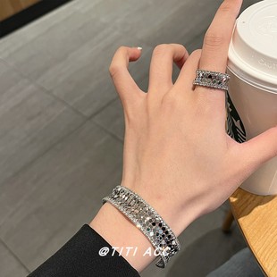 轻奢小众设计气质开口戒指指环 韩系ins风闪闪鱼鳞手镯女2025新款
