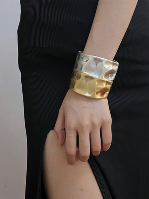 网红个性金属宽版手镯女欧美小众