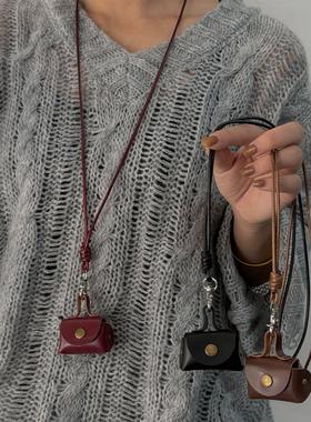 小巧可爱皮质零钱包项链女复古
