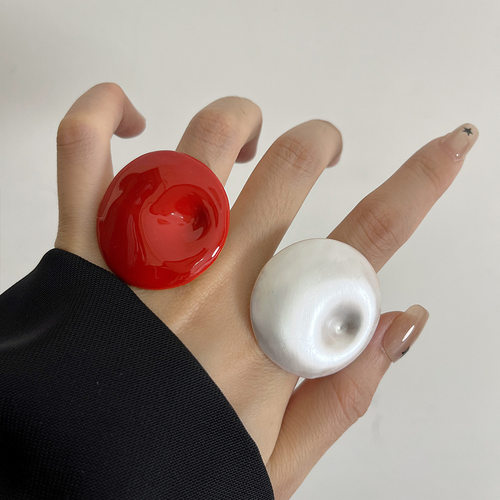 开口可调节圆形滴釉珐琅戒指女