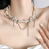 手工串珠巴洛克珍珠缠绕颈链项链女轻奢小众高级感锁骨链2026年新