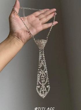 欧美辣妹风镂空领带女小众设计感choker颈圈长款气质重工网红配饰