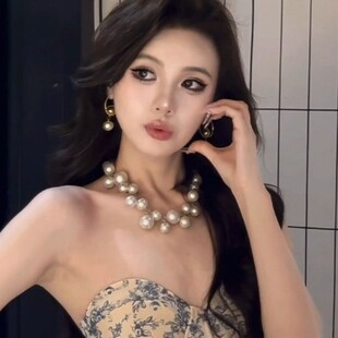 法式轻奢气质大珍珠项链复古高级感甜美串珠颈链个性夸张锁骨链女