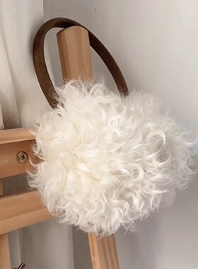 新款爆款！高级感白色毛绒耳罩秋冬时尚配饰超洋气保暖防寒耳捂子