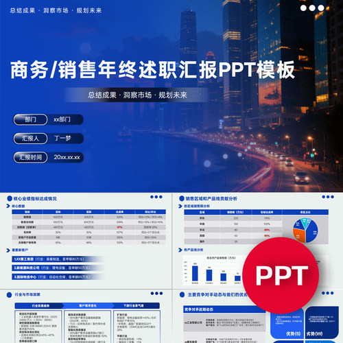 一份18页商务岗B端销售年终述职总结汇报ppt汇报PPT课件禹创素材