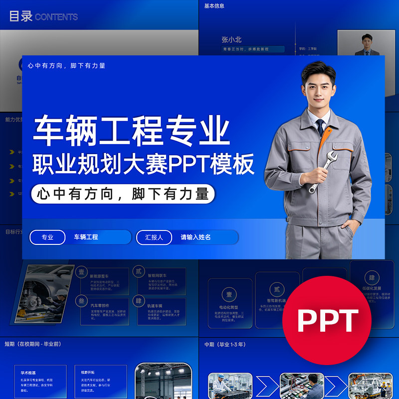 车辆工程专业职业生涯规划大赛PPT模板大学生职规赛ppt