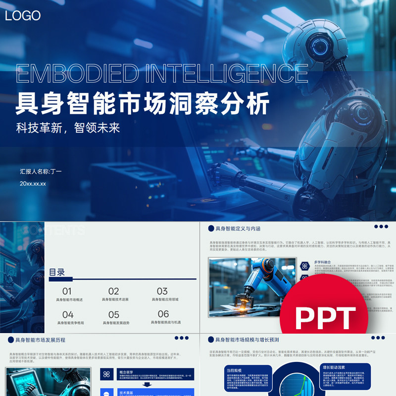 具身智能市场洞察分析ppt模板机器人具身智能人工智能科技感PPT