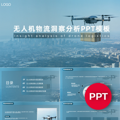 一份19页无人机物流市场洞察分析PPT低空经济科技感ppt模板素材