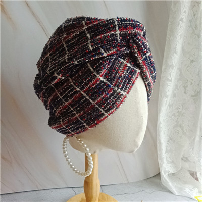 日韩小众新款编织格纹复古百搭秋时髦个性中古turban头巾包头帽