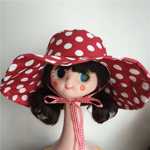 福利款复古可爱小红帽出游度假宽边大头围显脸小百搭遮阳帽渔夫帽
