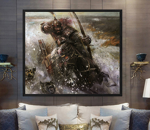 客厅玄关装饰画餐厅沙发背景墙壁画挂画王可伟㊣中国古典将军油画