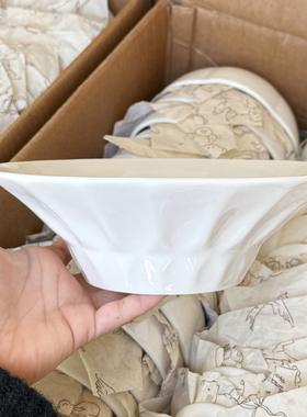 简约斗笠碗8英寸陶瓷碗家用餐具白色分饭碗拉面碗水果碗面碗汤碗