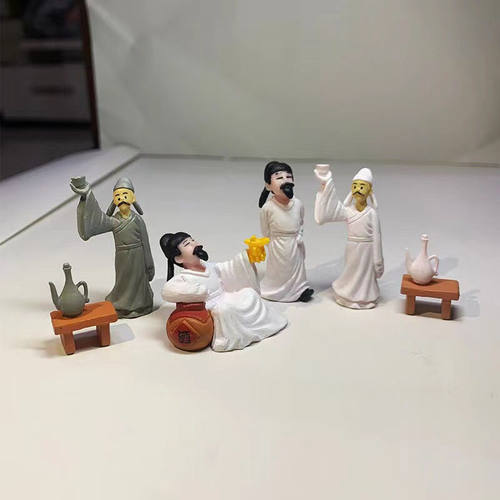 李白举杯邀明月中式古代人物迷你小人模型微景观山水假山装饰摆件