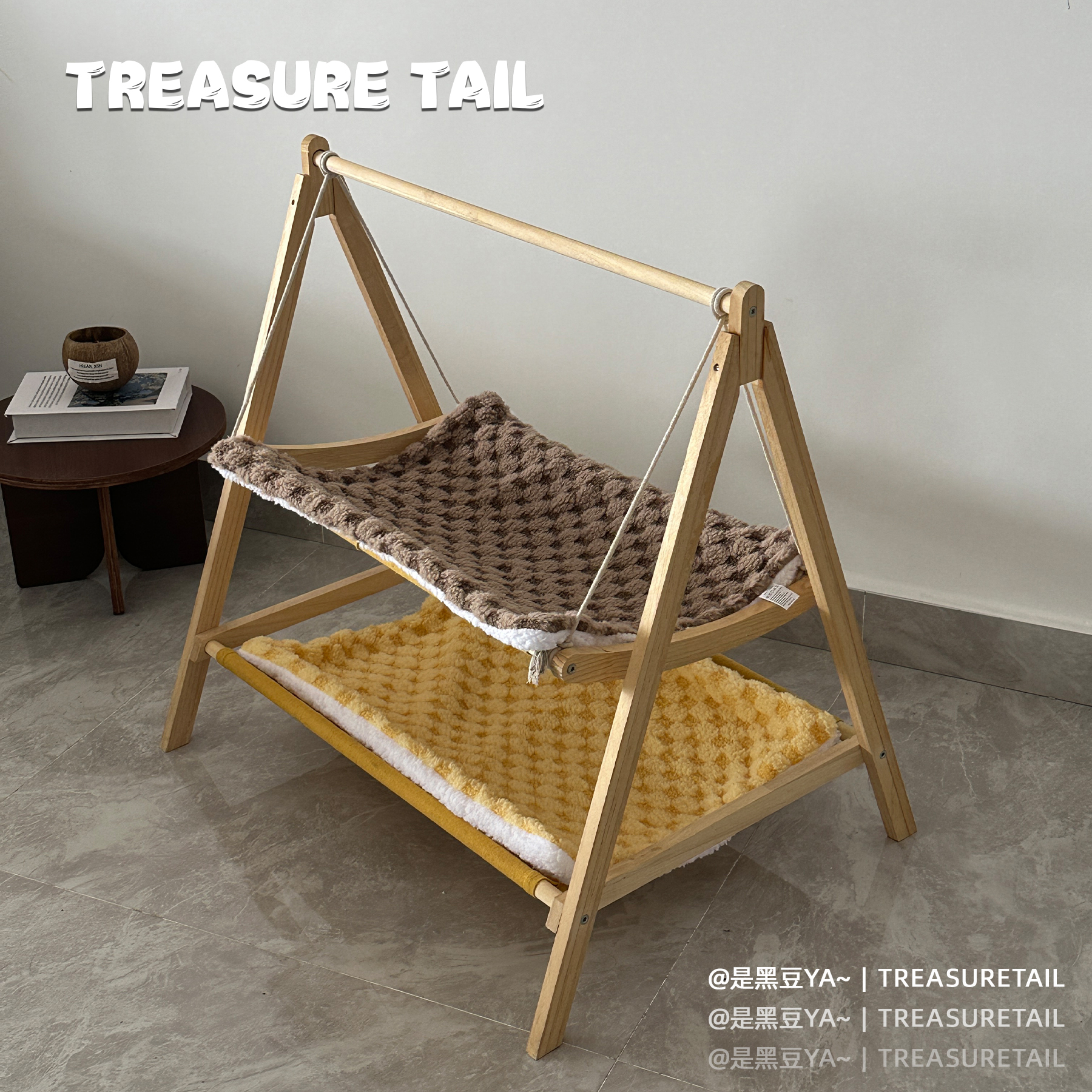 Treasure Tail 木质双层吊床猫窝四季通用宠物窝猫咪猫咪冬天猫窝