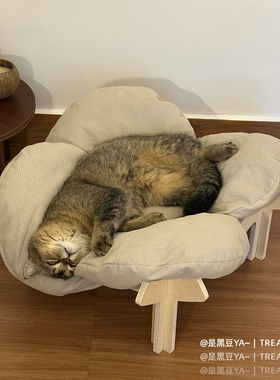 Treasure Tail 木制花瓣宠物窝冬季保暖猫窝小型犬窝猫咪沙发床窝