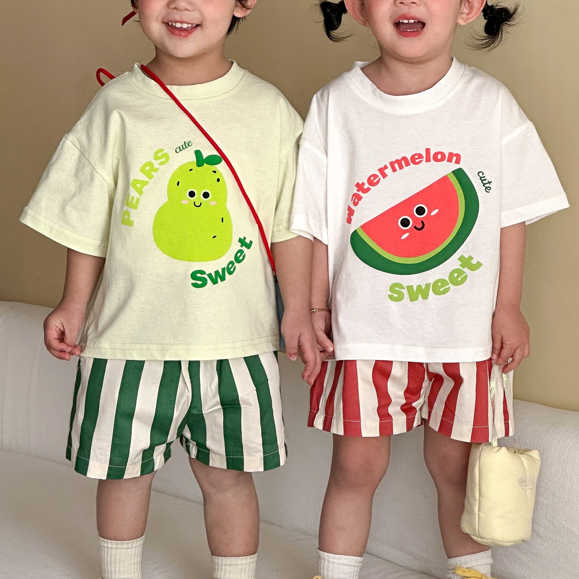 儿童夏季套装纯棉女童条