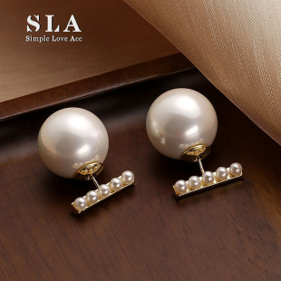 法式 SLA私家 15mm珍珠耳钉女 两戴新款 浪漫温柔仙银针耳环女 一款