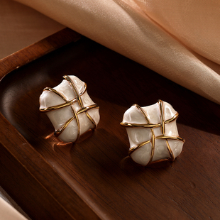 方形设计高级感画釉轻奢简约银针耳环女 Acc私家 Simple Love