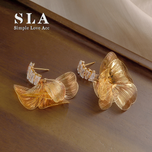 个性 Acc私家2025年新款 花形高级感流苏银针耳环女潮 Love Simple