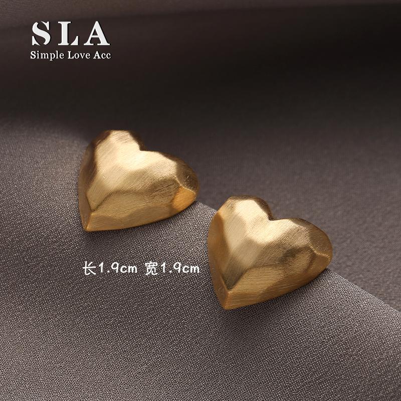 Simple Love Acc私家 法式简约冷淡风爱心时尚气质百搭银针耳环女