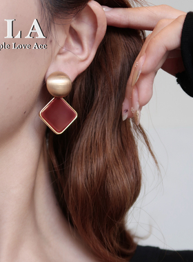 Simple Love Acc私家 安可拉红欧美拉丝几何高级感2025新款耳环女