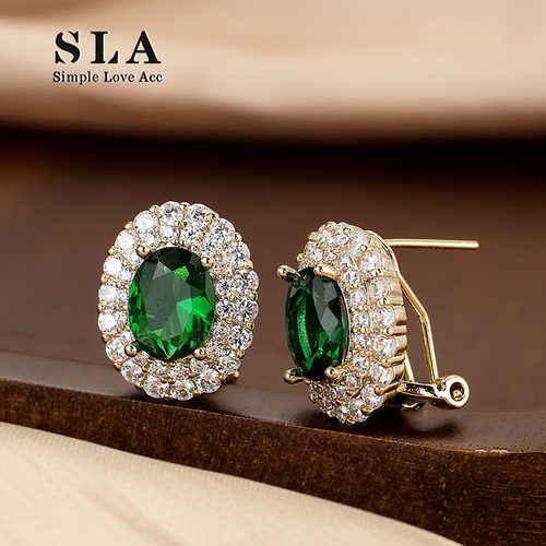 轻度法式银针女微镶锆石耳环