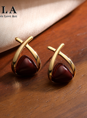 Simple Love Acc私家  独特的设计感X字型爆款滴釉银针耳环女