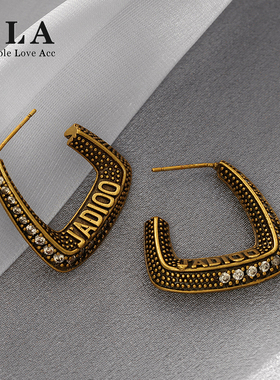 SLA私家 高级感复古气质个性耳环 古铜色微镶名媛拒绝同款耳钉女