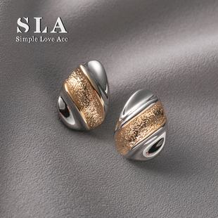 金银双色银针耳环女潮款 Simple 小众气质冷淡风时尚 Acc私家 Love