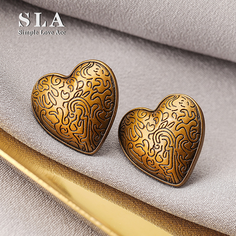 Simple Love Acc私家  复古设计爱心别致纹理感简约银针耳环女,饰品/流行首饰/时尚饰品新,耳环,淘宝优惠券,粉丝福利购,淘宝优惠卷