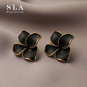 Love Acc私家 黑色山茶花气质时尚 Simple 高级感银针耳环女新品 潮