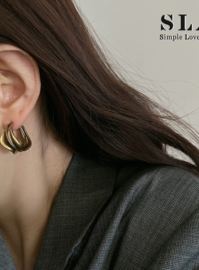 Simple Love Acc私家 假性双耳环 莫比乌斯曲面个性s925银针耳圈