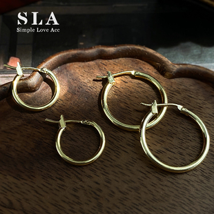 圆圈耳环圈圈18k金耳圈女夏高级感耳饰2025年新款 小耳扣简约 法式