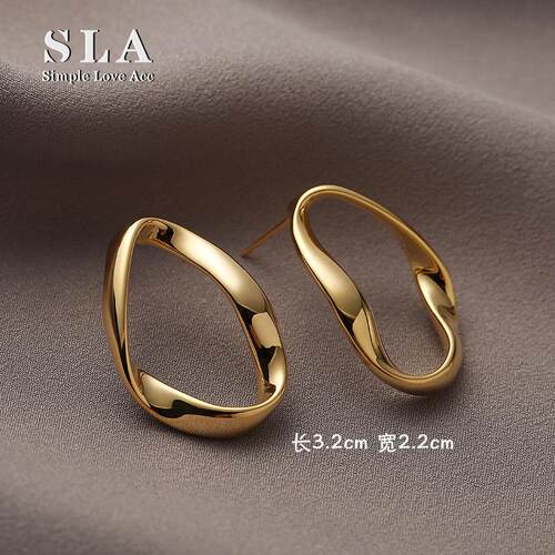 Simple Love Acc私家  欧美小众设计感几何不规则圆圈银针耳环女