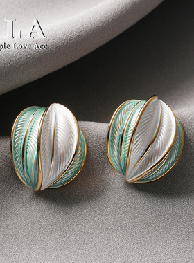 Simple Love Acc私家独特设计小众美拉德法式2025新款耳环白蓝色