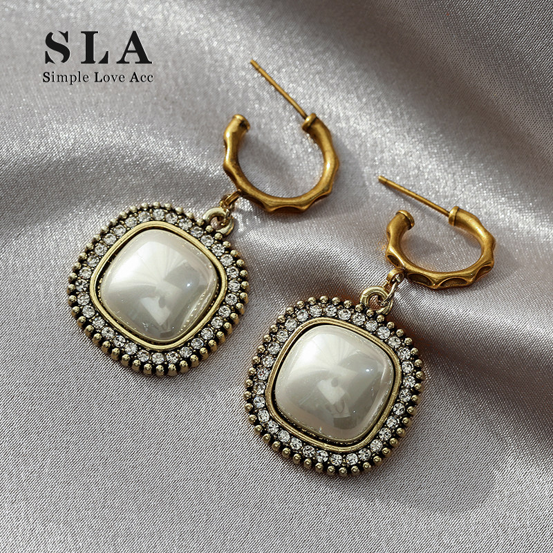 sla复古真金珍珠镶锆石轻奢女